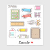 Sticker Ensemble de Fournitures Scolaires Mignon (Feuille)