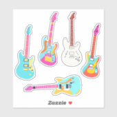 Sticker Ensemble de guitare électrique coloré étanche (Feuille)