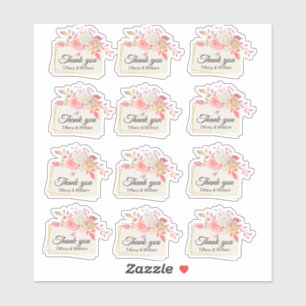 Sticker Ensemble de Merci de Mariage à cadre de  de corail