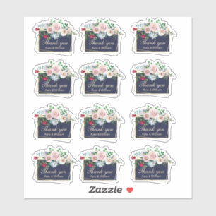 Sticker Ensemble de Merci Mariage à cadre bleu et or