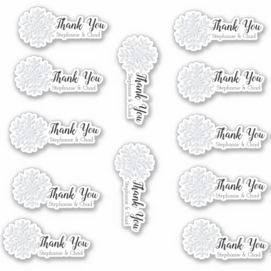 Sticker Ensemble de Mercis de mariage hivernal Snowflake (Devant)