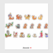 Sticker ensemble de mignons animaux de la jungle (Feuille)