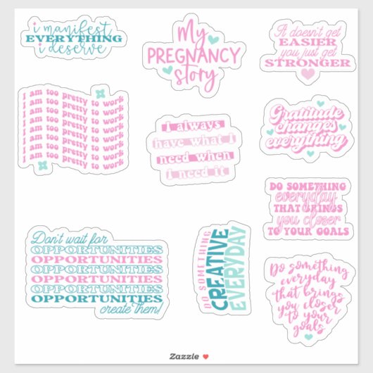 Sticker ensemble de miroirs d'affirmation positive (Feuille)