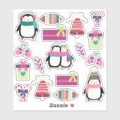 Sticker Ensemble de Noël mixte super mignon avec des pingo (Feuille)