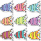 Sticker ensemble de poissons de caricature (Devant)