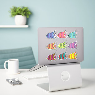 Sticker ensemble de poissons de caricature