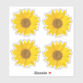 Sticker Ensemble de quatre Tournesols Jaunes Contour (Feuille)