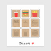 Sticker Ensemble de repas de restauration rapide (Feuille)