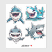 Sticker Ensemble de requins souriants étanche (Feuille)