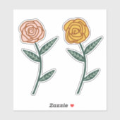 Sticker Ensemble de Roses roses et or (Feuille)