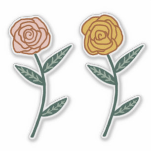 Sticker Ensemble de Roses roses et or