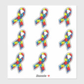 Sticker Ensemble de rubans à 9 Sensibilisations sur l'auti (Feuille)