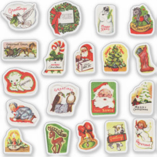 Sticker Ensemble de sceaux d'enveloppe de Noël rétro vinta