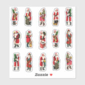 Sticker Ensemble de sceaux d'enveloppe de Noël Santa vinta (Feuille)