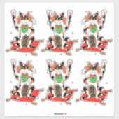 Sticker Ensemble de six chats mignons Maneki Neko Lucky Be (Feuille)