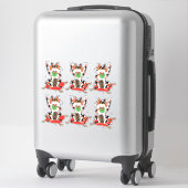 Sticker Ensemble de six chats mignons Maneki Neko Lucky Be (Sur valise)
