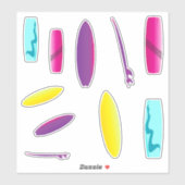 Sticker Ensemble de sports nautiques Surboards (Feuille)