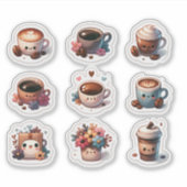 Sticker "Ensemble de tasses à café pimentées" (Devant)