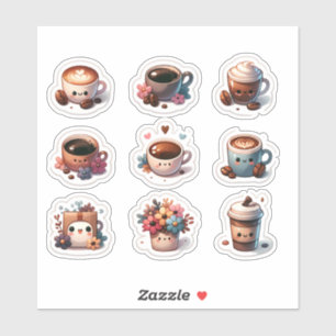 Sticker "Ensemble de tasses à café pimentées"