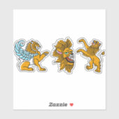 Sticker Ensemble de tatouages de lions colorés (Feuille)