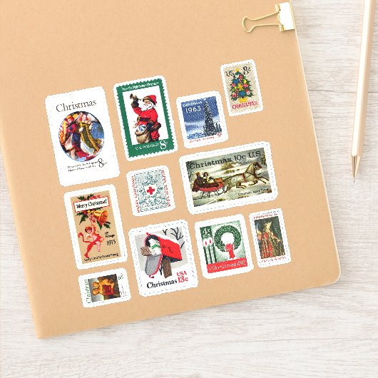Sticker Ensemble de timbres-poste américains de Noël vinta (Carnet)