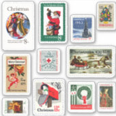 Sticker Ensemble de timbres-poste américains de Noël vinta (Devant)