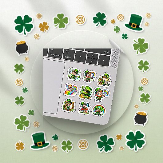 Sticker Ensemble de trèfle chanceux de Leprechaun Chibi Mi