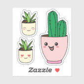 Sticker Ensemble de trois Kawaii succulent Plante vinyle d (Feuille)