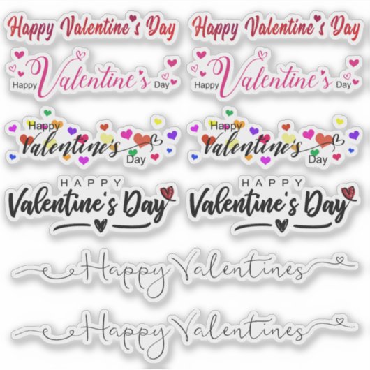 Sticker Ensemble de valentines joyeuses Jour Script Vinyl  (Devant)