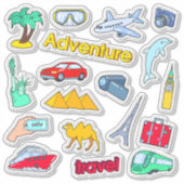 Sticker Ensemble de voyage aventure multiples destinations (Devant)