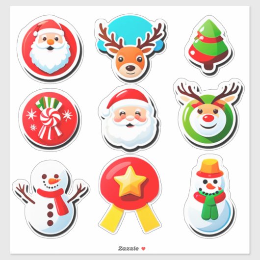 Sticker Ensemble d'éléments de fête de Noël 🎄✨ (Feuille)