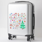 Sticker Ensemble d'enfants | Noël des éléphants (Sur valise)