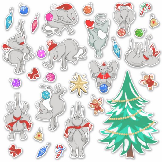 Sticker Ensemble d'enfants | Noël des éléphants (Devant)