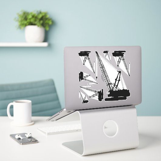 Sticker Ensemble d'icônes de grue de construction (Ordinateur portable sur le bureau)