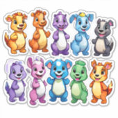 Sticker Ensemble divertissant d'autocollants animaliers (Devant)