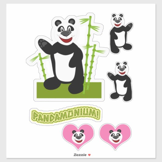 Sticker Ensemble d'ours Panda-monium mignon (Feuille)