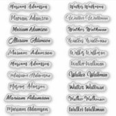 Sticker (Ensemble élégant de 20) Nom transparent manuscrit (Devant)