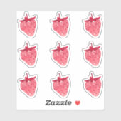 Sticker Ensemble esthétique rose pailleté de fraise mignon (Feuille)