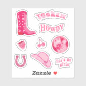 Sticker Ensemble esthétique rose tendance et mignon de cow (Feuille)