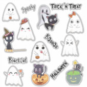 Sticker Ensemble Fantôme Effrayant Chat Noir Halloween (Devant)