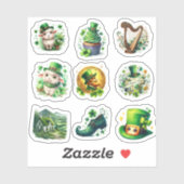 Sticker Ensemble irlandais de Saint-Patrick jour de waterc (Feuille)