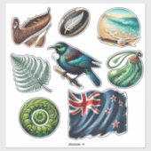 Sticker Ensemble Kiwiana de Nouvelle-Zélande 1 (Feuille)