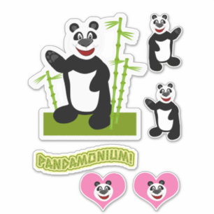 Sticker Ensemble mignon d'ours panda de bande dessinée de