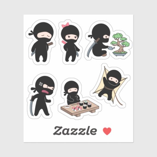 Sticker Ensemble minuscule Ninja 2 (Feuille)