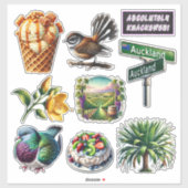 Sticker Ensemble Néo-Zélandais Kiwiana 4  (Feuille)