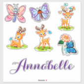 Sticker Ensemble personnalisé bébé cher (cerf) (Feuille)