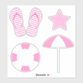 Sticker Ensemble Plage Rose Prépa de 4 (Feuille)