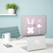 Sticker Ensemble Plage Rose Prépa de 4 (Ordinateur portable sur le bureau)