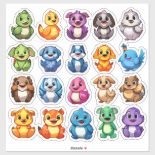 Sticker Ensemble ratifiant de vignettes caricaturales