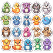 Sticker Ensemble ratifiant de vignettes caricaturales (Devant)